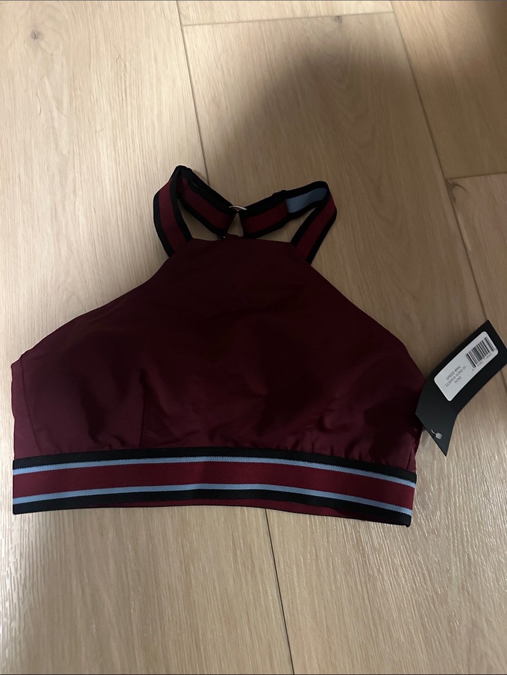Women's High-Neck Burgundy Workout Top